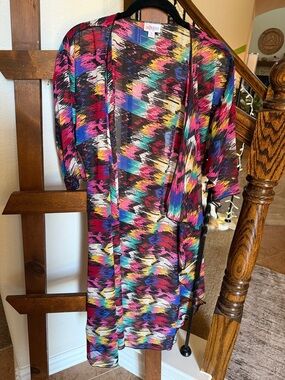 LuLaRoe Multicolor Abstract Swim Coverup - Black, Pink, Blue, Yellow, Teal